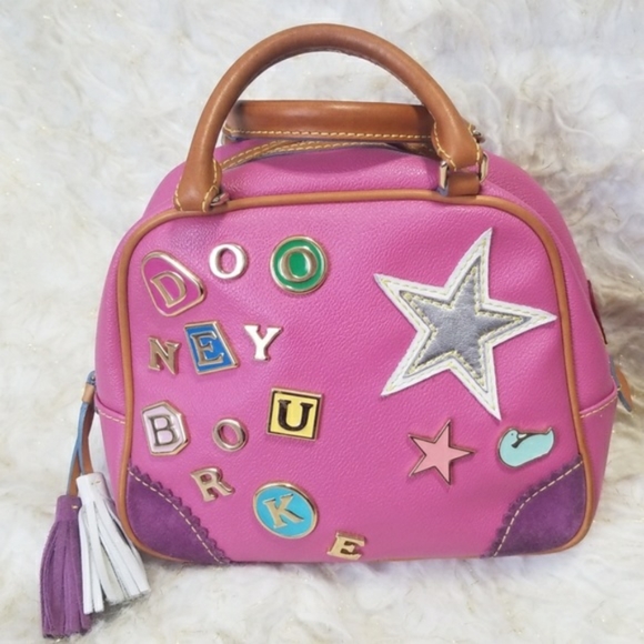Dooney & Bourke Handbags - Bag Dooney Bourke Square Bowler Pink Leather Vtg